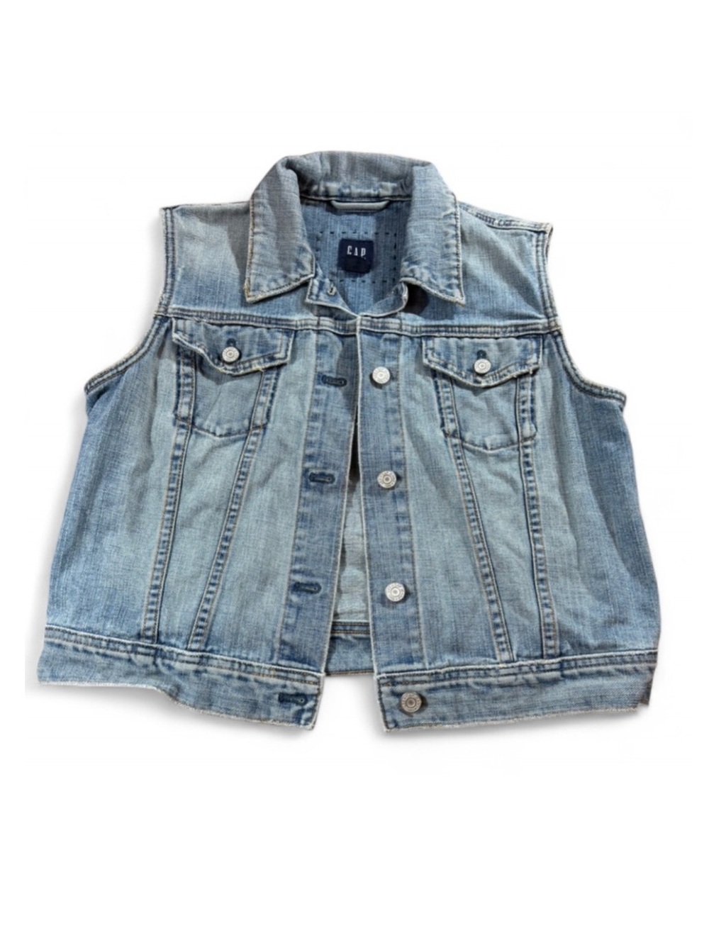 GAP Light Wash Denim Vest – Size Large